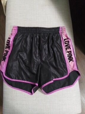 PINK Victoria's Secret Black Athletic Shorts with Pink Trim